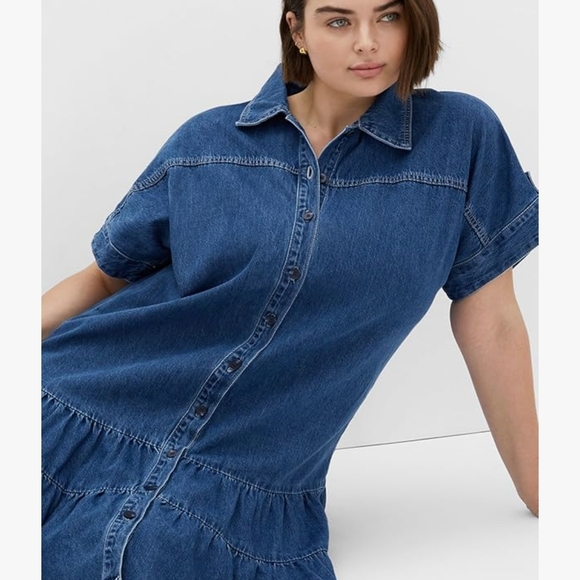 City Chic Blue Denim Dress - Picture 3 of 8